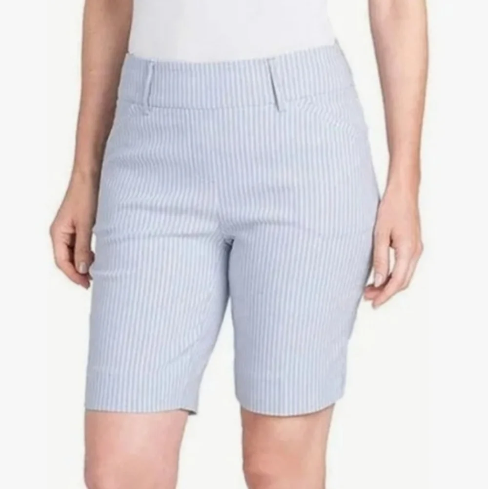 Hilary Radley Light Blue Striped Bermudas Shorts